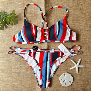 Red, White & Blue Stripe Bikini Two Piece